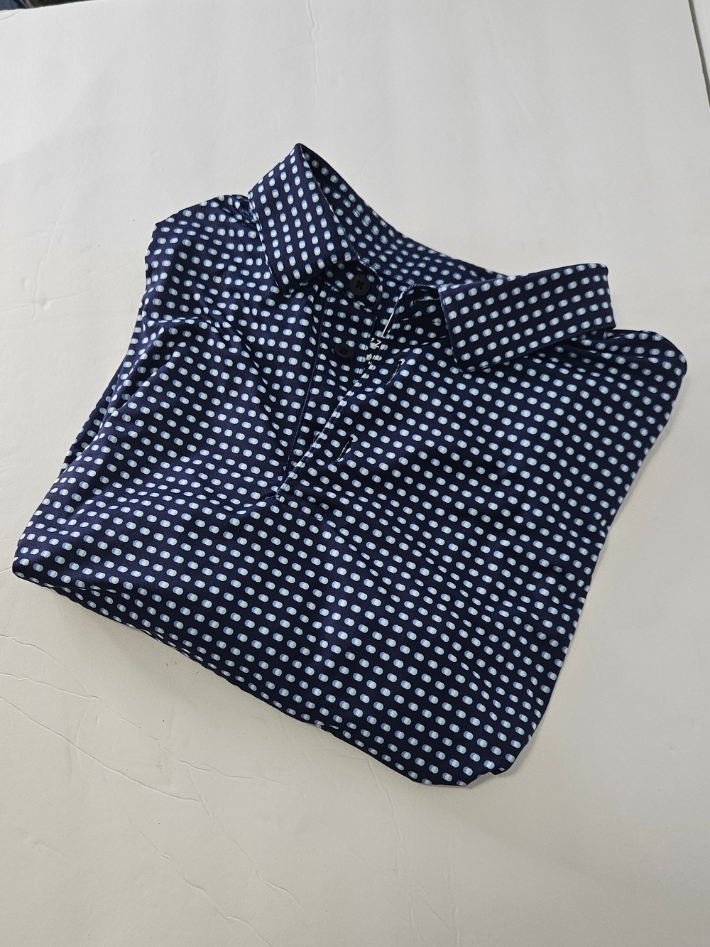 Men's Mizzen + Main Versa Performance Golf Polo - Navy Mini Dot - Large - NWOT